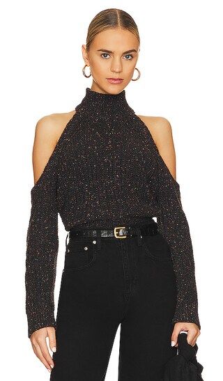 Gia Speckled Open Shoulder Sweater in Black Confetti | Revolve Clothing (Global)