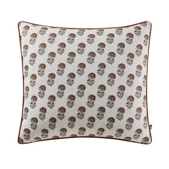My Texas House 20" x 20" Ivory Block Floral Decorative Pillow Cover | Walmart (US)