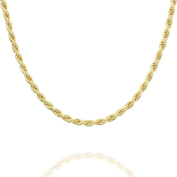 PAVOI Italian Solid 925 Sterling Silver, 22K Gold Plated Chain Necklaces | Snake, Square Box, Cab... | Amazon (US)