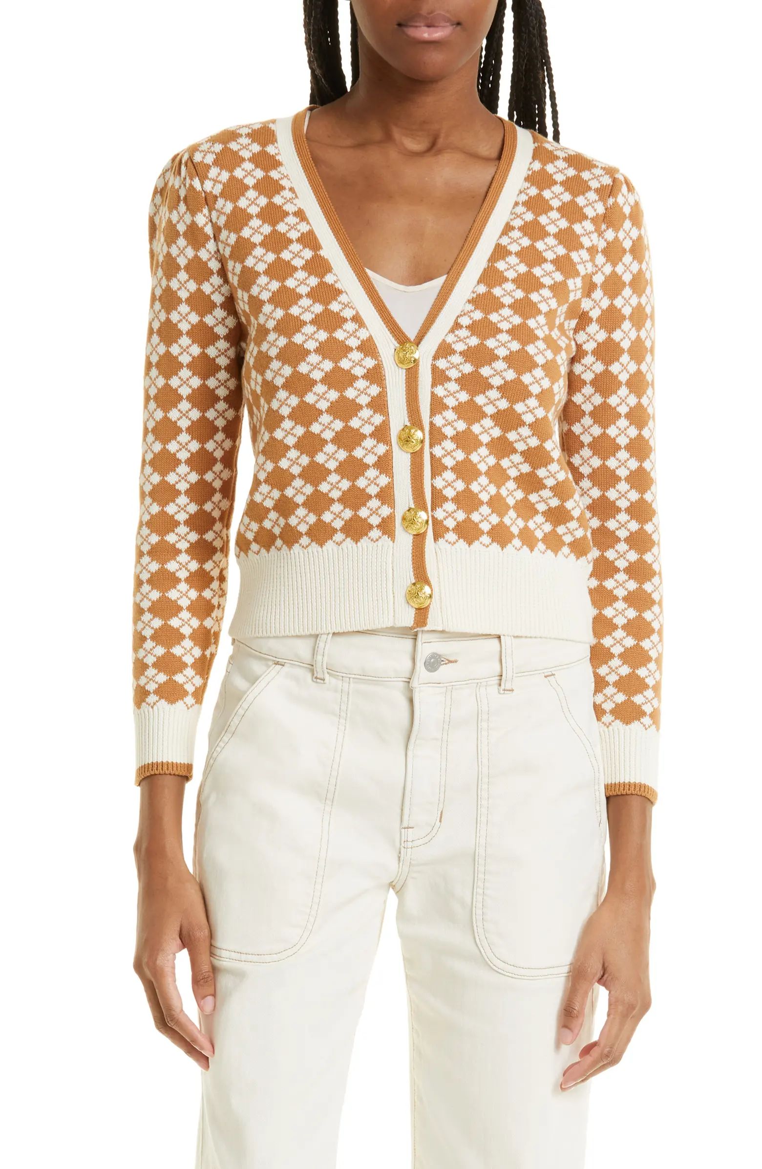 Veronica Beard Adaire Argyle Cotton Cardigan | Nordstrom | Nordstrom