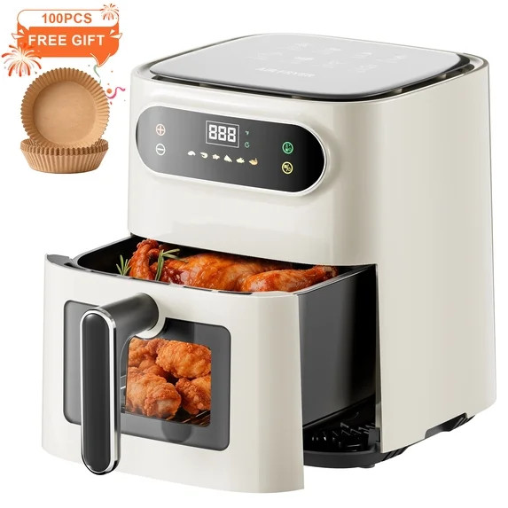 Hicloud 7.5QT Air Fryer, 1600W Multifunction Airfryer with Visible Window, Adjustable Time＆Temp... | Walmart (US)