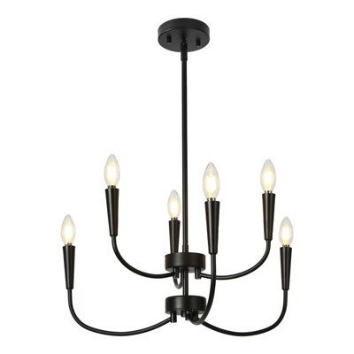 LNC Trucatinon 6-Lights 24" Modern Candle Medium Chandelier,Matte Black | Target