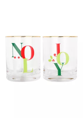 Elite Global Brands Set of 2 Joy and Noel Glasses | Belk