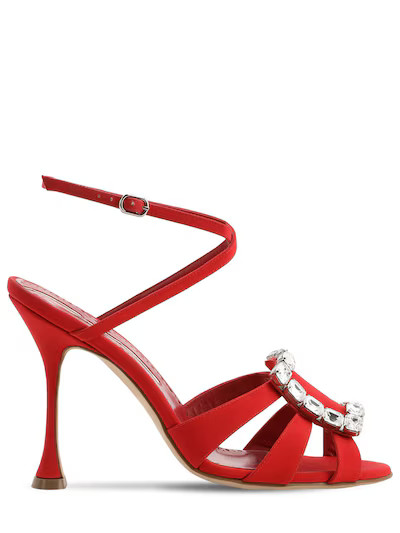 Manolo Blahnik - 105mm ticuna crepe de chine sandals - Red | Luisaviaroma | Luisaviaroma
