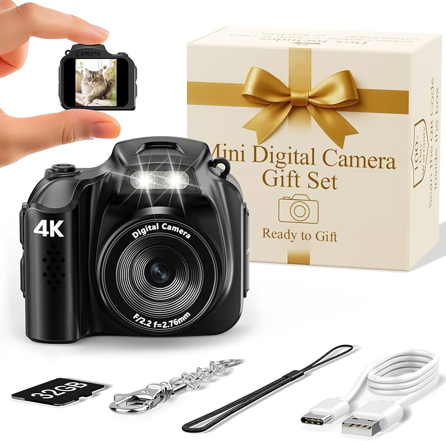 FLATIC Mini Keychain Camera –4K Digital Tiny Camera with 32GB Card & Elegant Gift Box, Fun Pock... | Amazon (US)