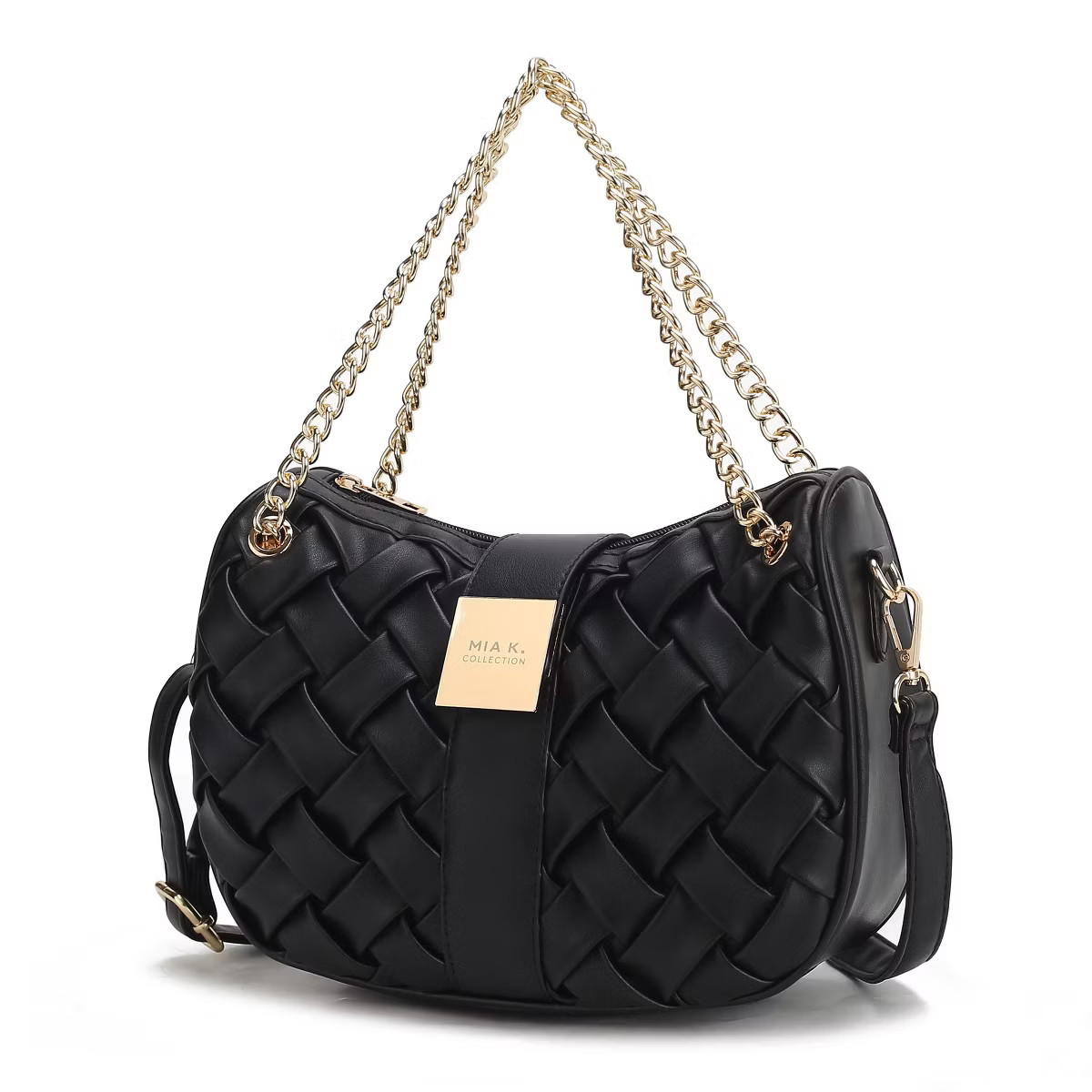 MKF Collection Solari Vegan Leather Women's Shoulder Bag Braided Chain by Mia K - Black | Target