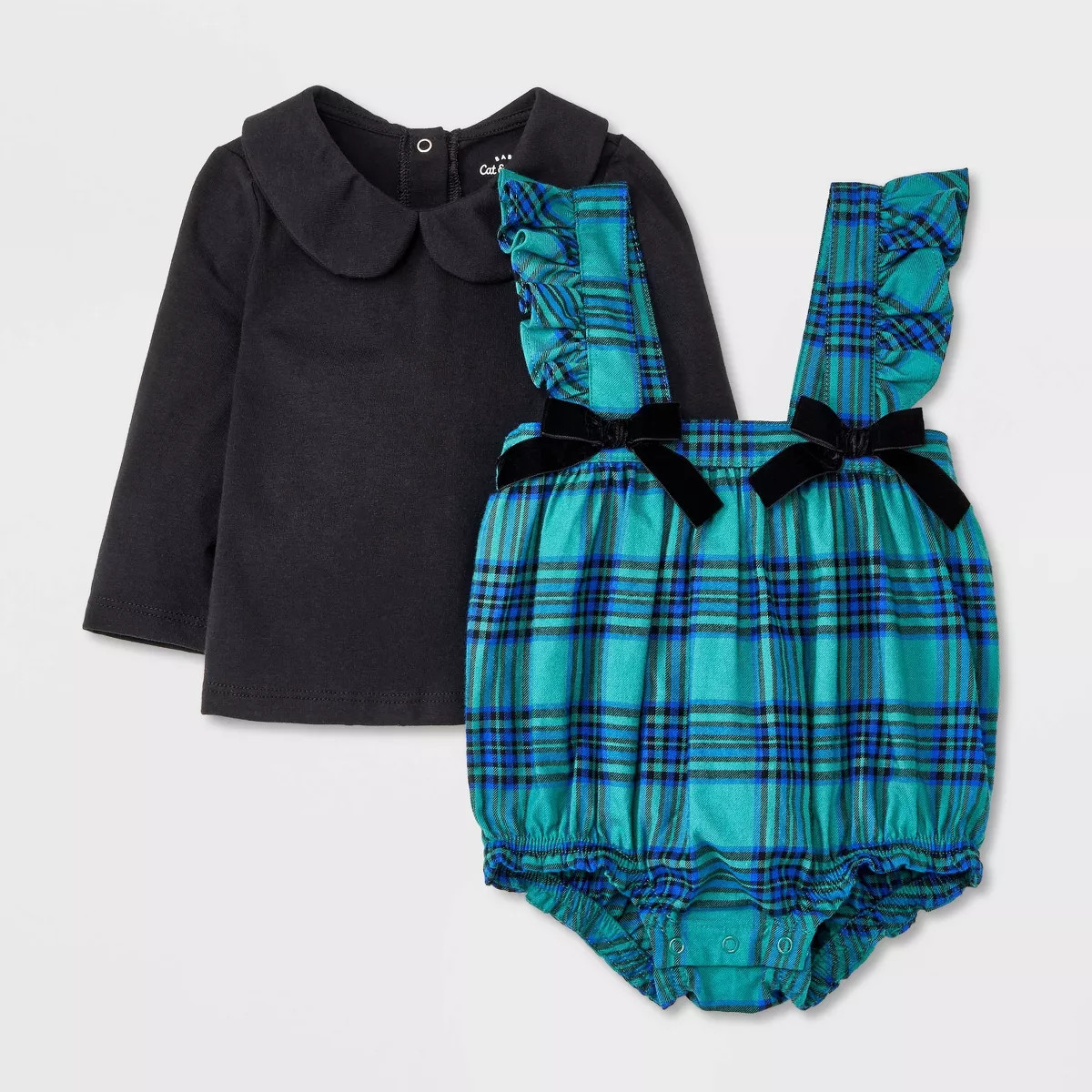 Baby Girls' Flannel Romper Set - Cat & Jack™ Green | Target