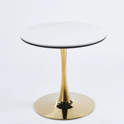 Golden Mid-century Table - 31.5" Round Top 2-4 Seater With Stable Metal Legs Distinctive Style Finish Tabletop For Diners Easy Assembly | Wayfair North America
