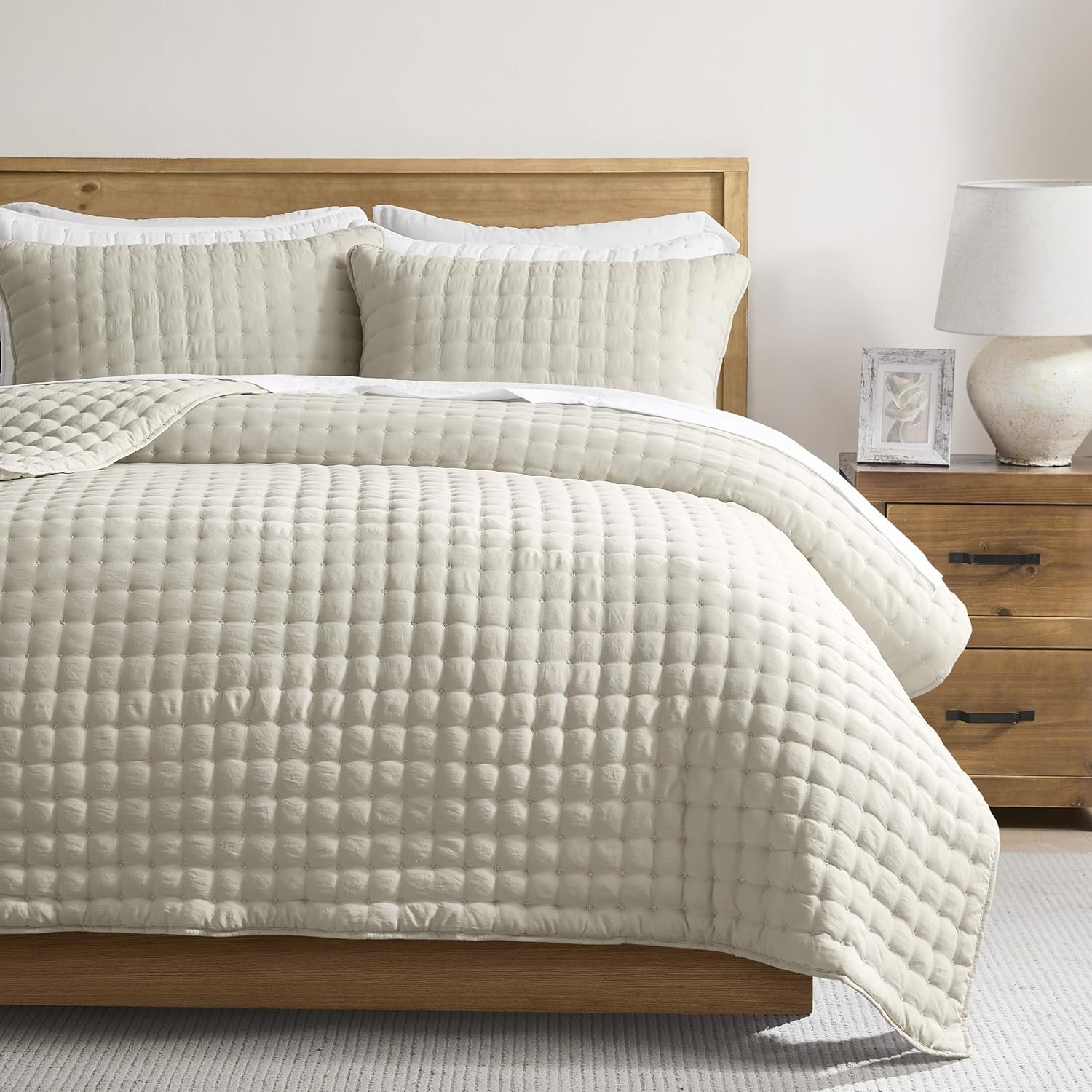 WDCOZY Cloud Soft Quilt Set, Twin Size, Light Beige, 2 Pieces 68x90 inches | Amazon (US)