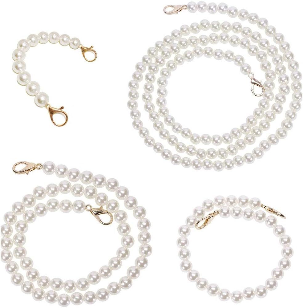 4PCS DIY Imitation Pearl Beads Short Long Handle Shoulder Cross Body Bag Handbag Chains Accessori... | Amazon (US)