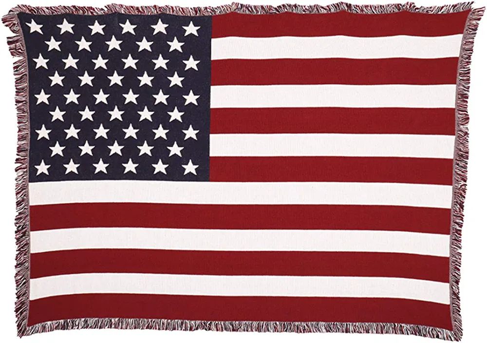 United States American Flag Blanket - Gift Soft Tapestry Throw Woven from Cotton - Made in The US... | Amazon (US)
