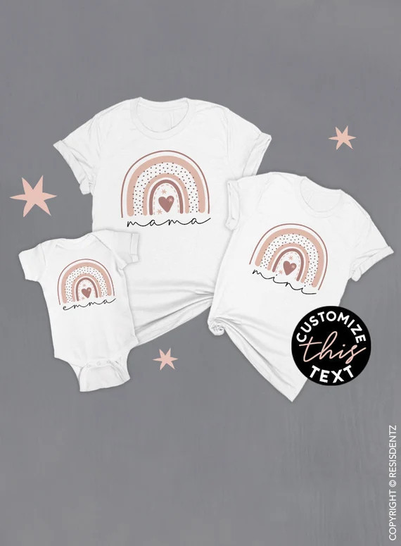 Boho Rainbow Custom Mama and Mini Shirts Mom and Baby | Etsy | Etsy (US)
