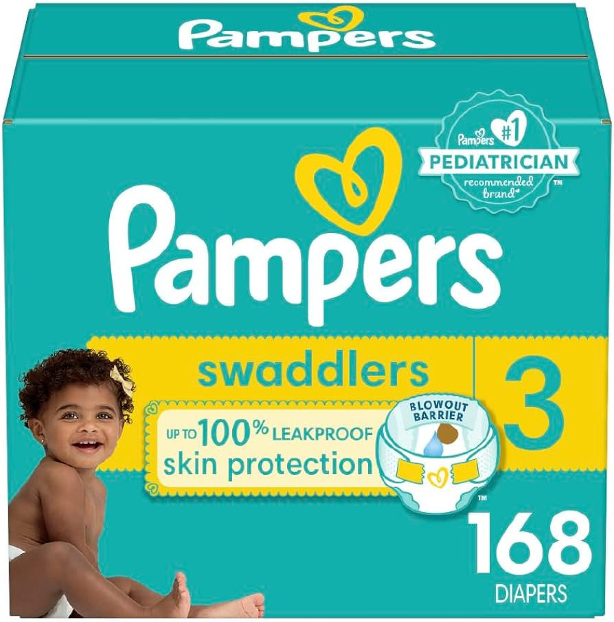 Pampers Swaddlers Diapers - Size 3, 168 Count, Ultra Soft Disposable Baby Diapers | Amazon (US)