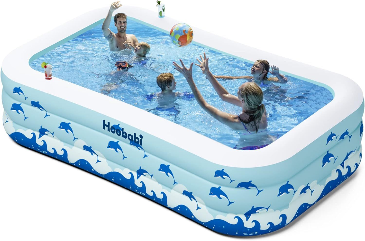 Inflatable Pool with Seats, Size: 130"x 72" x 22" Thickened Kiddie Pool for Kids, Toddlers and Ad... | Amazon (US)
