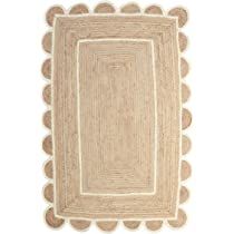 Scalloped Natural Jute Area Rug, Natural Base Off White Trim (8x10 Feet) | Amazon (US)