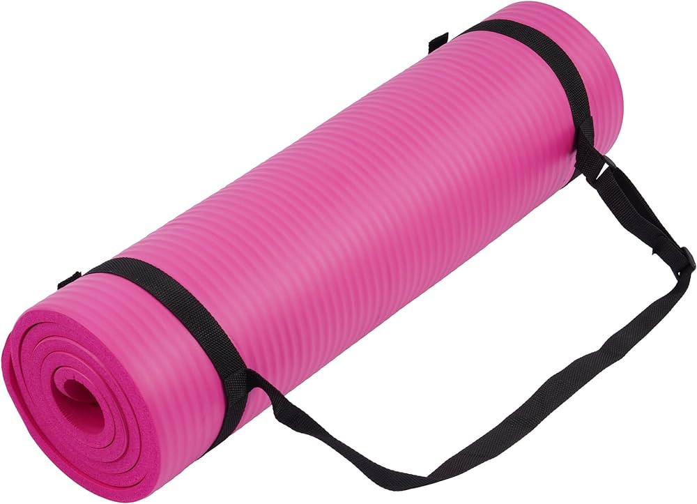Yoga Mat, 1/2-Inch Extra Thick High Density Exercise Mat, Anti-Tear Exercise Yoga Mat with Carryi... | Amazon (US)
