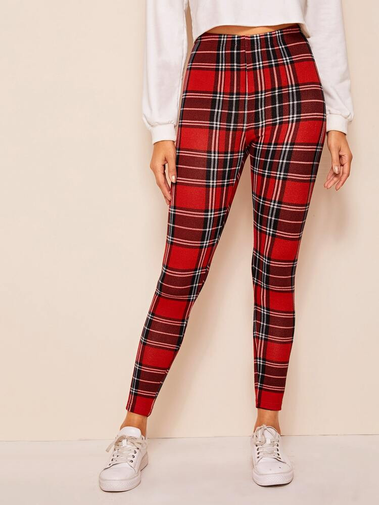 SHEIN High Waist Plaid Leggings | SHEIN