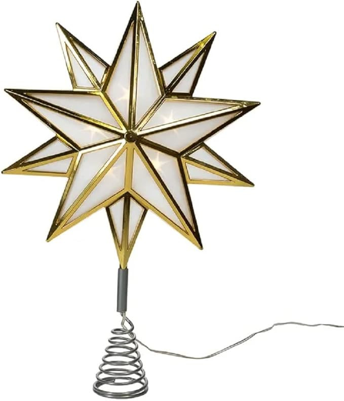 15-Inch 10-Point Warm White LED Gold Star Tree Topper | Amazon (US)