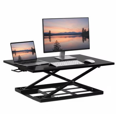 Mount-It! Standing Desk Converter, Height Adjustable Sit Stand Desk, 32x22 Inch Preassembled Stand Up Desk Converter, Ultra Low Profile Design, Black | Target