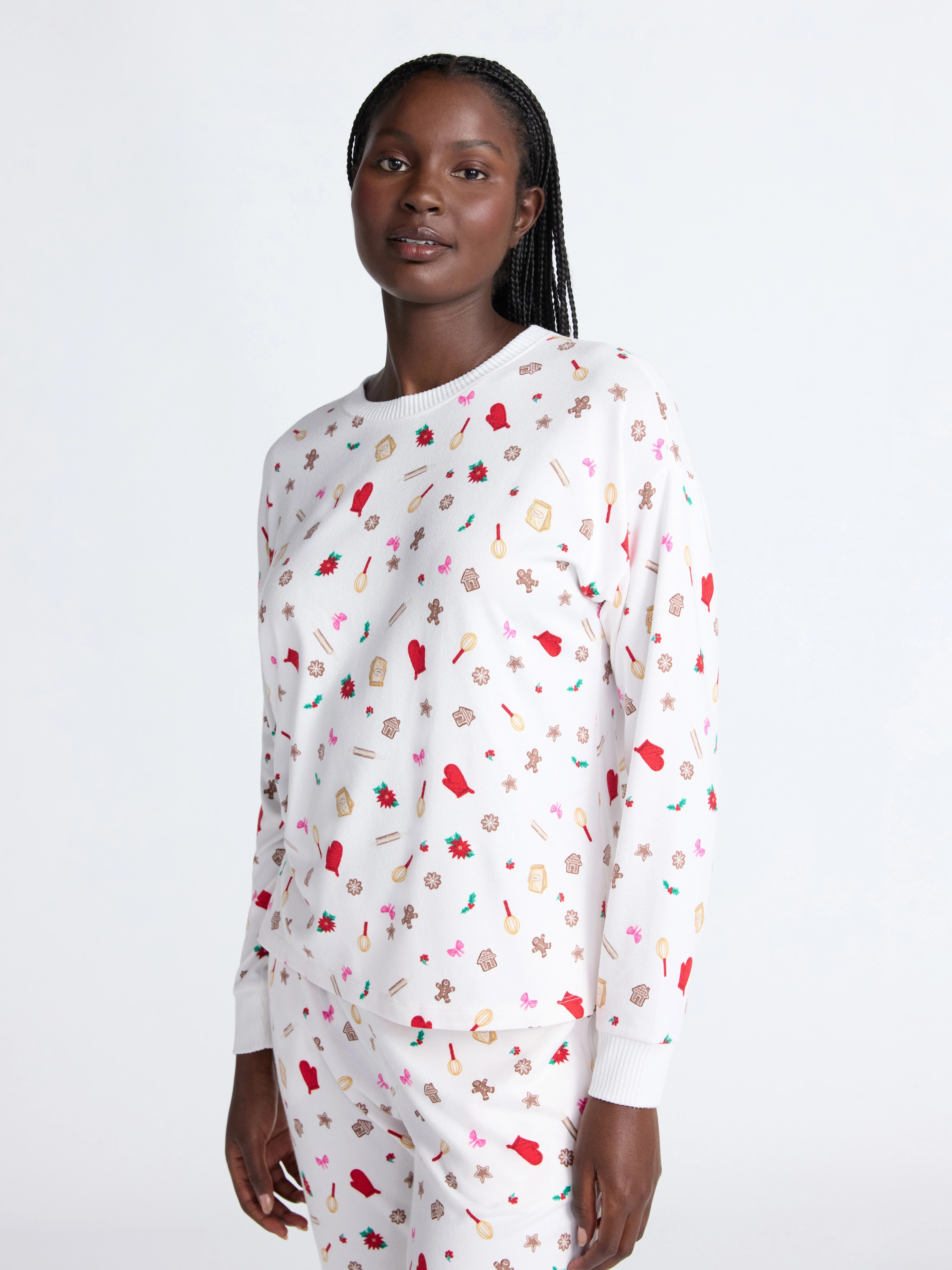 Joyspun Women's Cozy Lounge Collection Hacci Knit Sleep Top with Long Sleeves, Sizes XS-3X | Walmart (US)