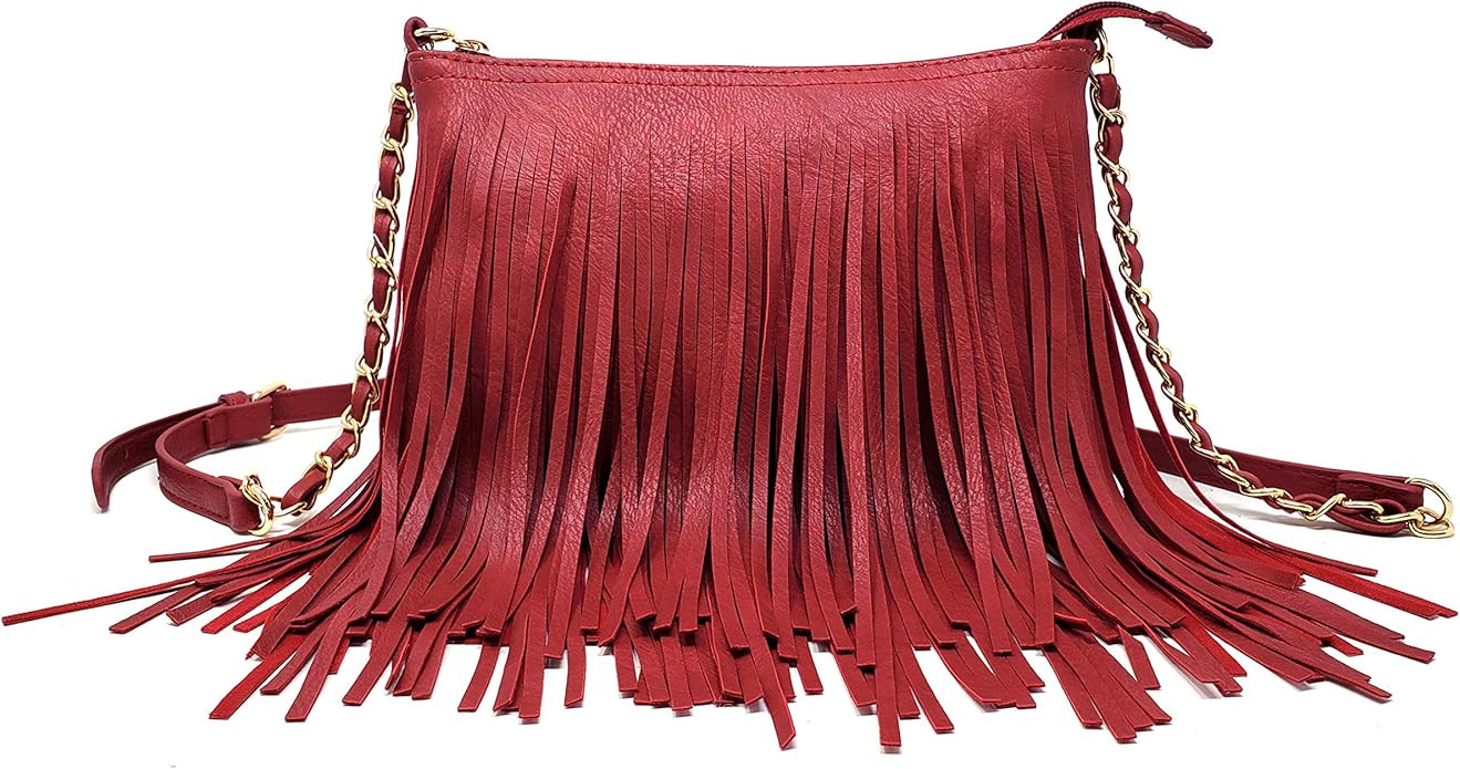 Solene Fringe Crossbody Shoulder Bag with Strap, Tassel Messenger bag, Country Style Western Frin... | Amazon (US)