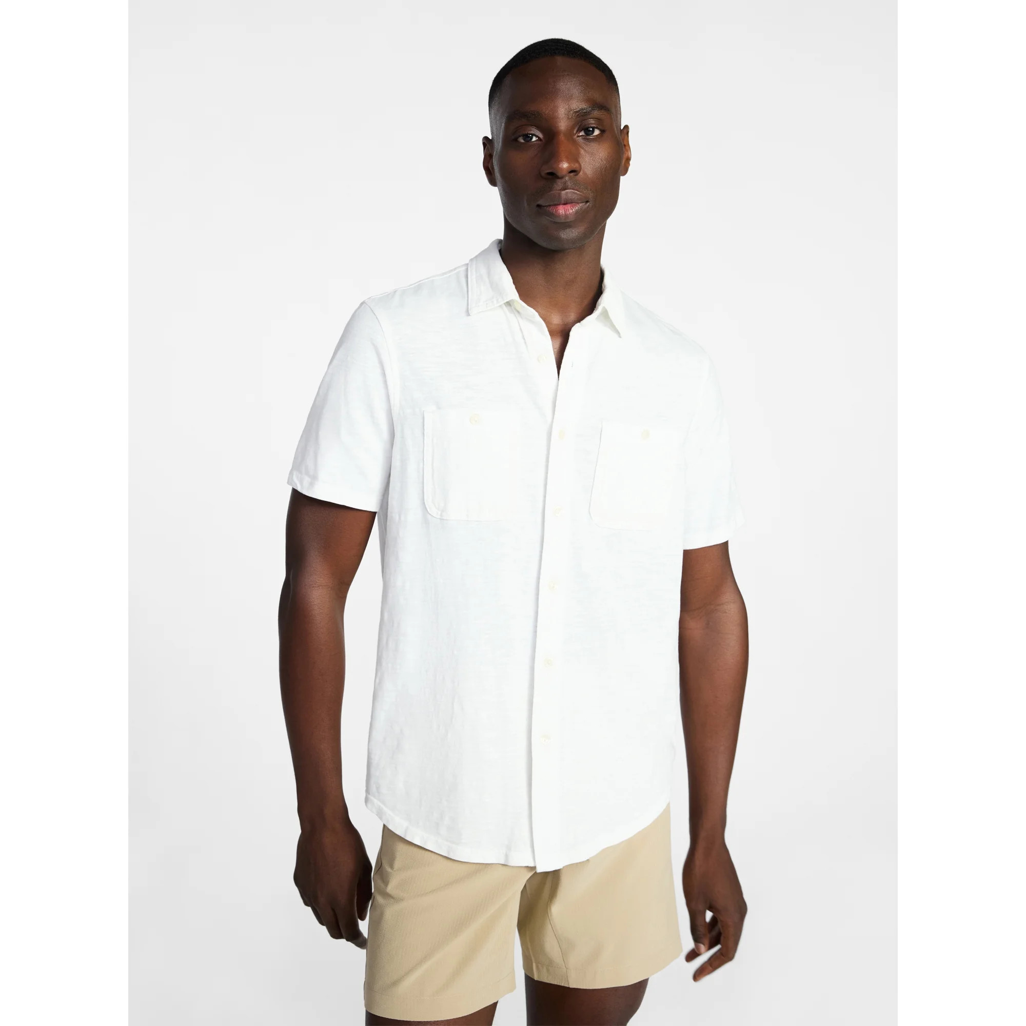 George Men's and Big Men's Knit Button-up Shirt with Short Sleeves, Sizes S-5XL | Walmart (US)