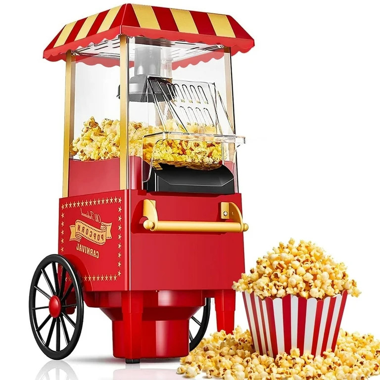 TINANA Vintage Hot Air Popcorn Machine, 1200W Oil-Free Popcorn Maker with Measuring Cup, Compact ... | Walmart (US)