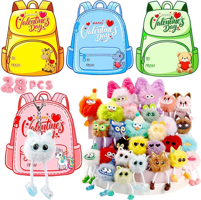 AYGXU Valentines day gifts for kids school-28pcs cute plush keychain with cards,valentines gifts ... | Amazon (US)