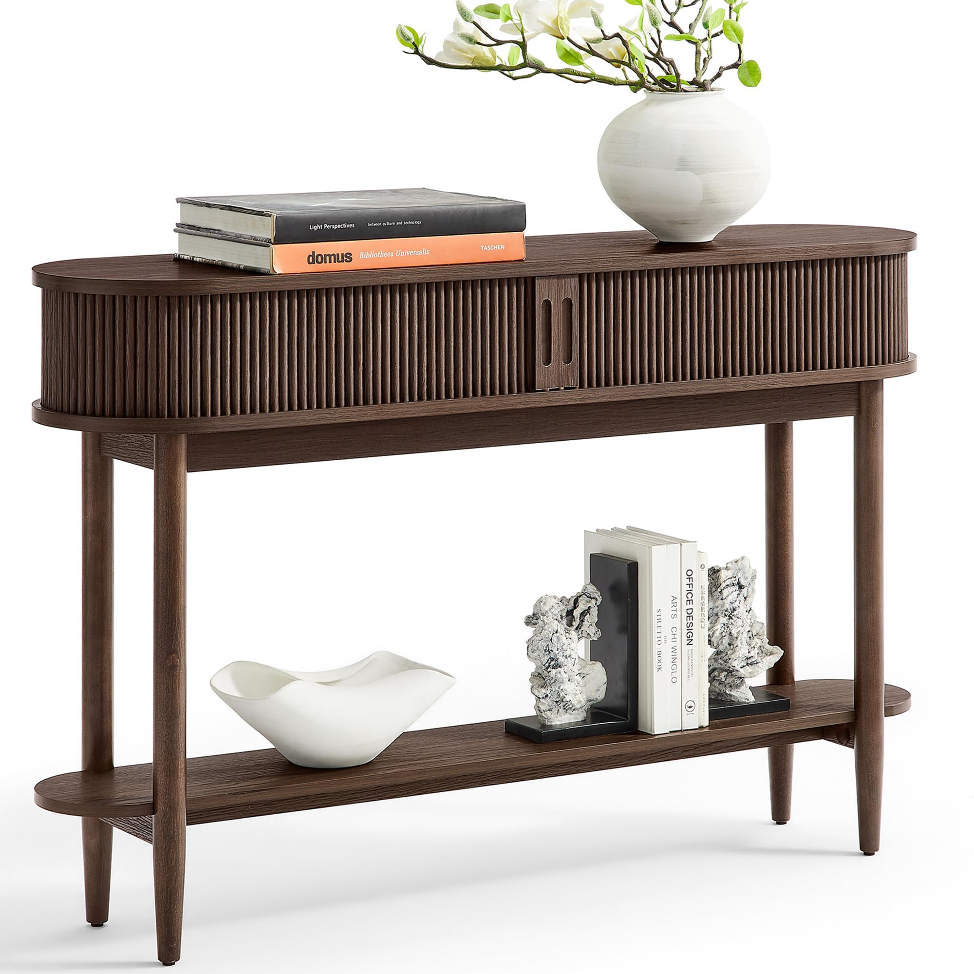 LINSY HOME Fluted Console Table, Mid-Century Modern Entryway Cabinet with Sliding Tambour Doors, ... | Amazon (US)