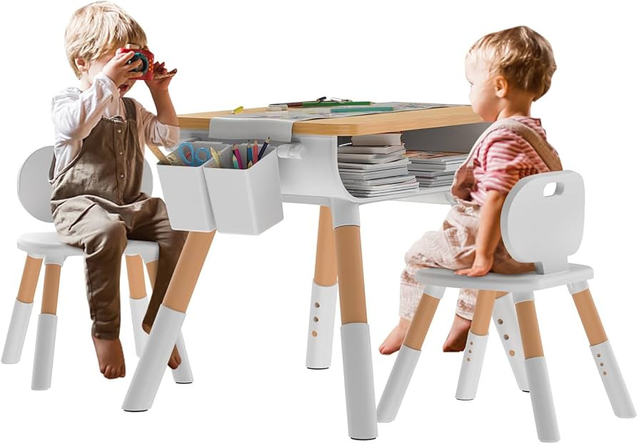 Toddler Table and Chairs, Kids Table and Chair Set, Kids Table and 2 Chairs Set, Adjustable Heigh... | Amazon (US)