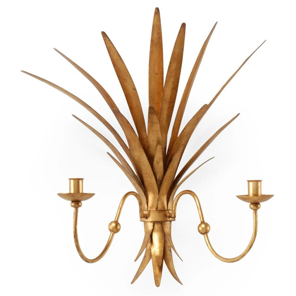 Tresdale Wheat Regency Old Gold Iron Sconce | Kathy Kuo Home