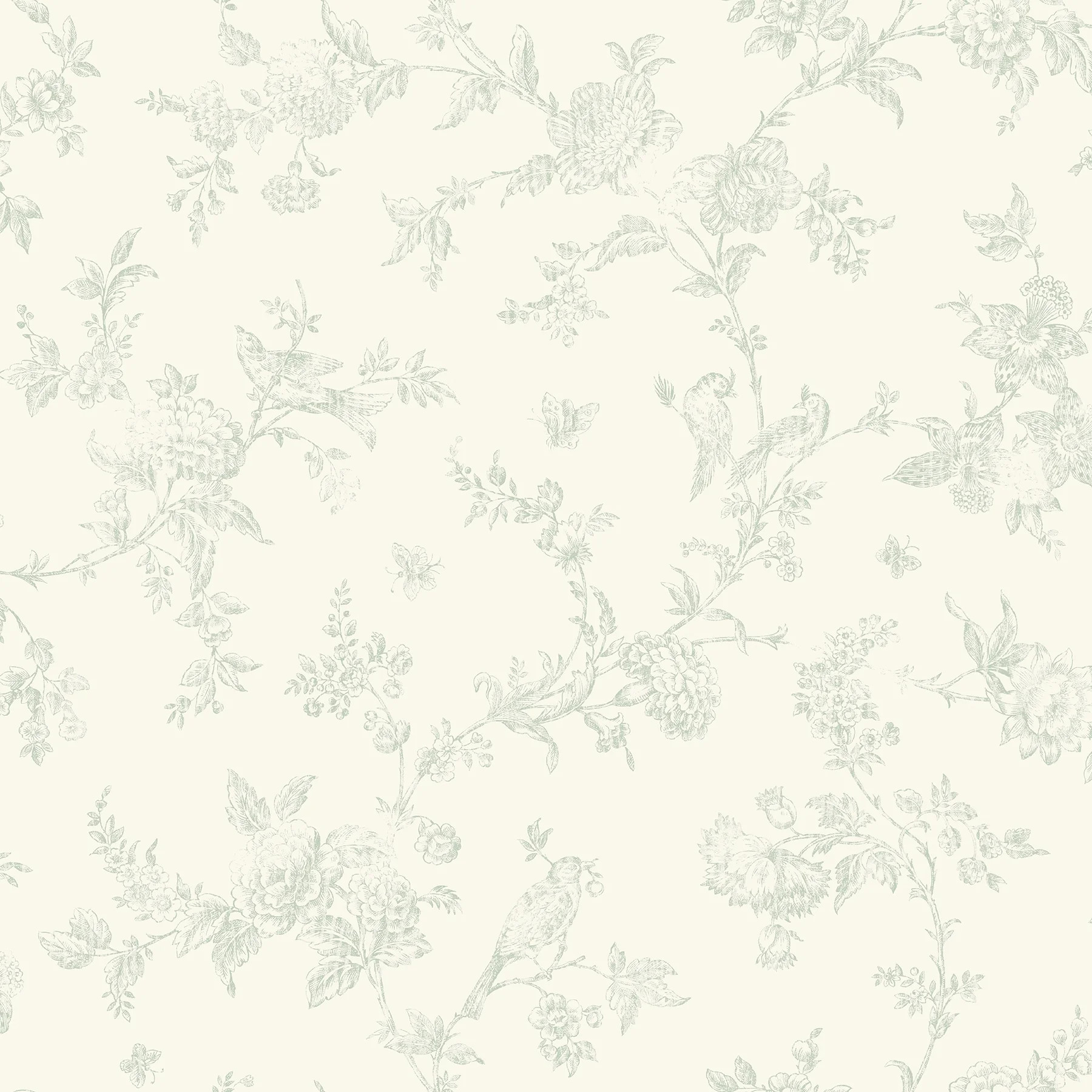 Chesapeake French Nightingale Sage Floral Scroll Wallpaper | Walmart (US)