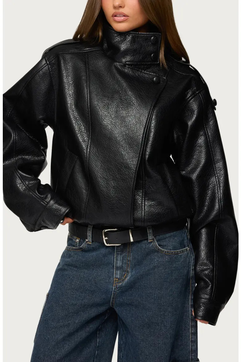 Jaicee Stand Collar Faux Leather Jacket (Women) | Nordstrom | Nordstrom