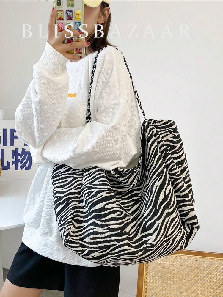 Zebra Striped Tote Bagback To School,Classic Casual, Suitable For Teen Girls Women College Studen... | SHEIN