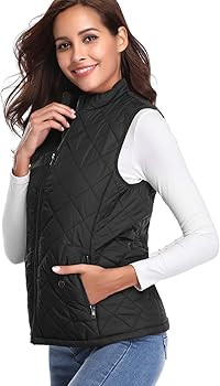 Fuinloth Women's Quilted Vest, Stand Collar Lightweight Zip Padded Gilet | Amazon (US)