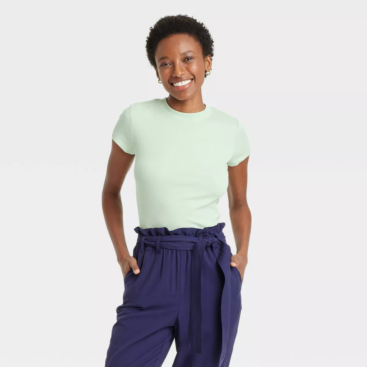 Women's Short Sleeve Ribbed T-Shirt - A New Day™ | Target