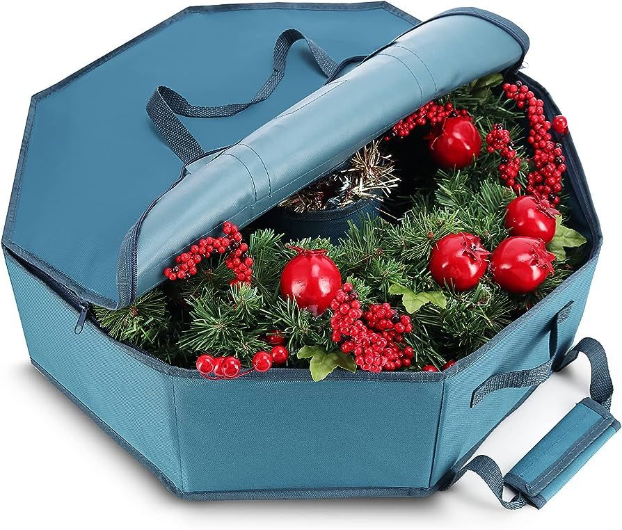 Hearth & Harbor Wreath Storage Container - Hard Shell Christmas Wreath Storage Bag with Interior ... | Amazon (US)