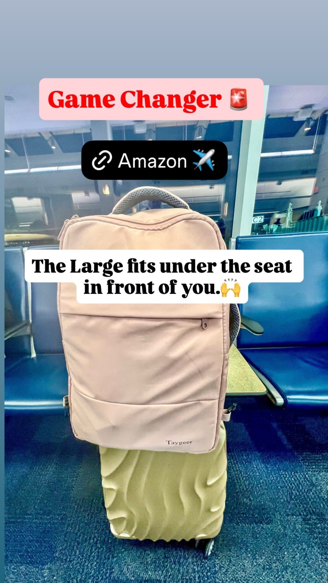 Game Changer 🚨  The Large backpack fits under the seat in front of you.🙌

#LTKOver40 #LTKTravel #LTKActive