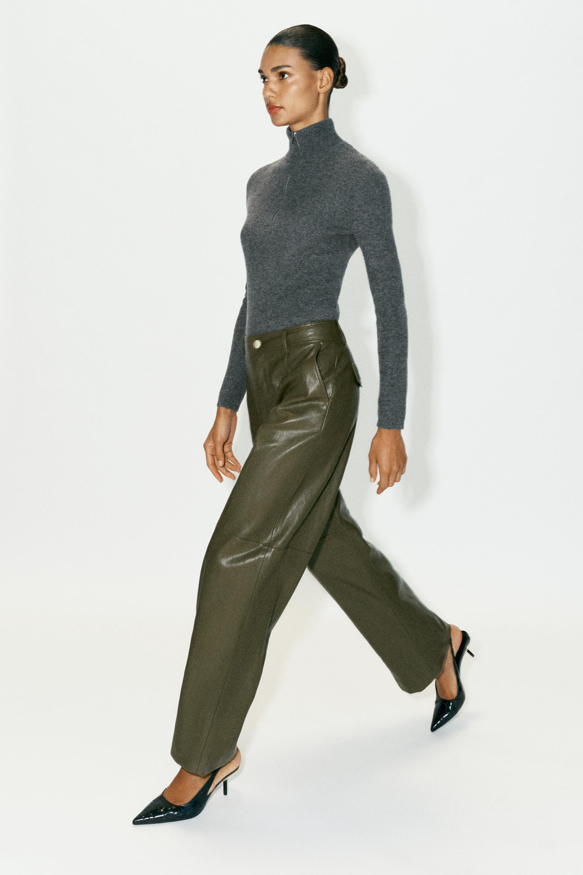 FAUX LEATHER STRAIGHT PANTS | Zara US