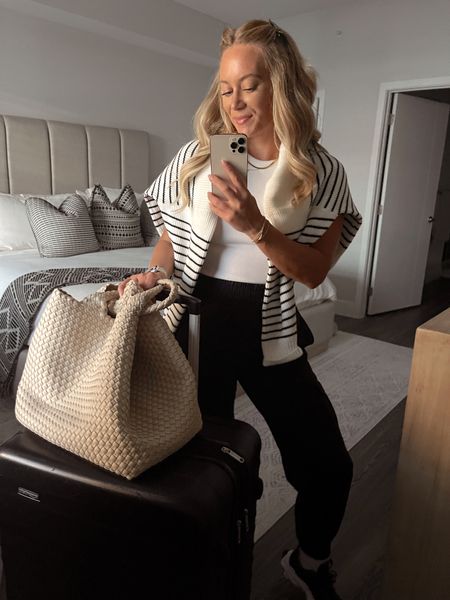 Travel look with naghedi tote, Abercrombie joggers, and white tee. Also love this amazon luggage! C

#LTKtravel #LTKFind