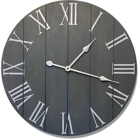 24 Large Gray Farmhouse Wall Clock - Rustic Farmhouse Clock - Wood Farmhouse Clock - Rustic Vintage  | Walmart (US)