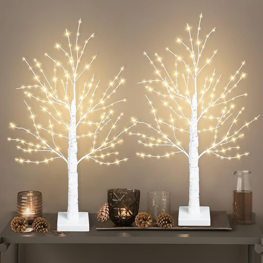 Uieke 2 Pack Lighted Birch Twig Tree with 288 LED Lights, 24inch Tabletop Artificial Twig Christm... | Amazon (US)