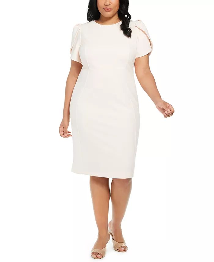 Plus Size Tulip-Sleeve Sheath Dress | Macys (US)