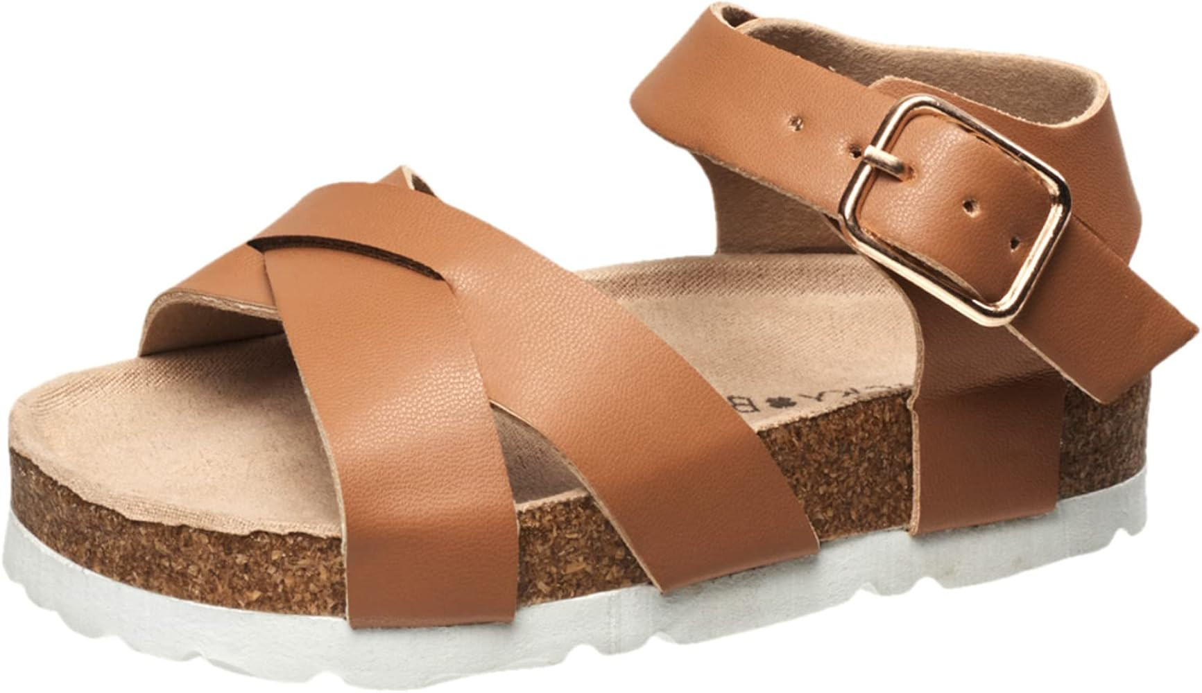 Lucky Brand Toddlers Baby Girl's Kiara Sandal – Ankle Strapped Criss Cross Slip Sandal | Amazon (US)