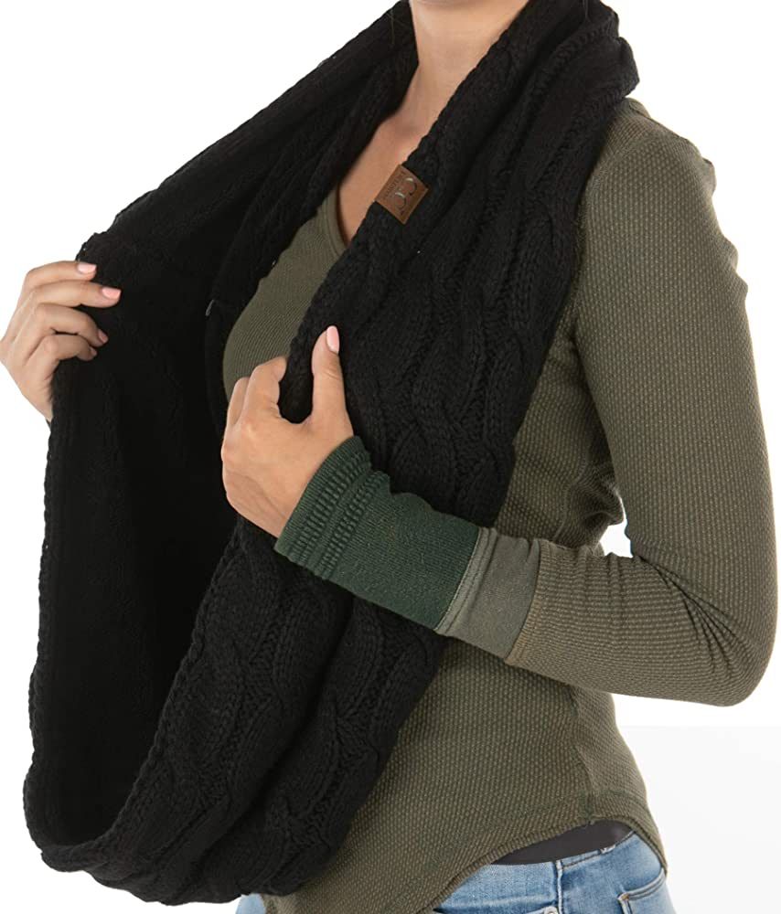 Funky Junque Exclusives Infinity Scarf Womens Winter Warm Cable Knit Circle Wrap | Amazon (US)