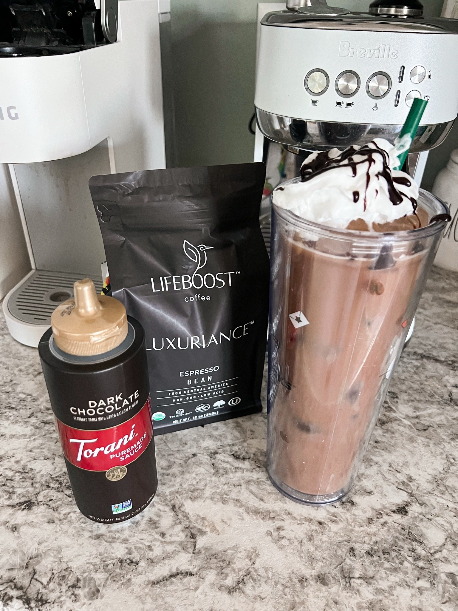 ☕🤎 My favorite iced mocha! Made with LifeBoost espresso, chocolate almond milk, dairy-free whipped cream, and dark chocolate Torani syrup. So good! 🍫✨

#LTKHome