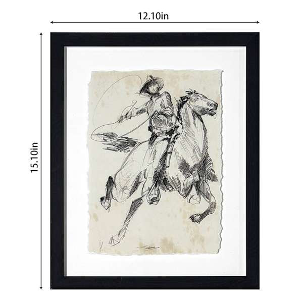 Glass Framed Horse in Bridle Sketch I Printed Wall Art, 12x15 | At Home