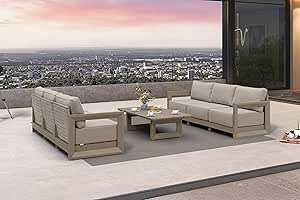 PURPLE LEAF Patio Furniture Set Open-End Outdoor Couch with 9.6" Thick Cushion and Soft Pillows 7... | Amazon (US)