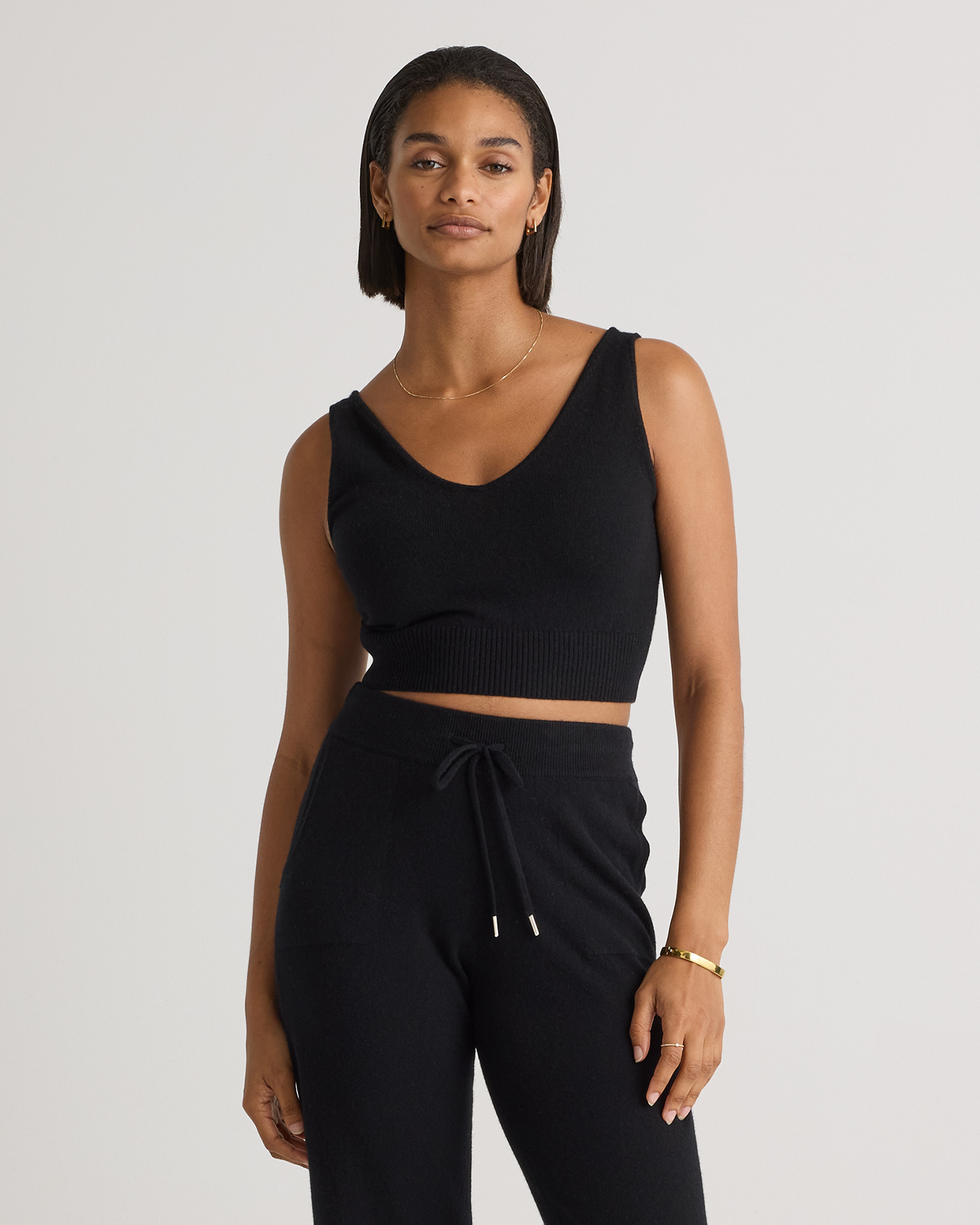 Quince | Women's Mongolian Cashmere Cropped Tank Top in Black, Size XL | Quince