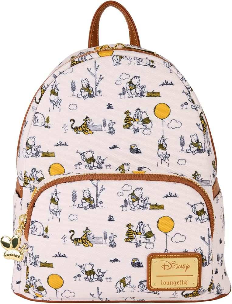 Loungefly Disney Winnie the Pooh Canvas Line Drawing Womens Double Strap Shoulder Bag Purse | Amazon (US)